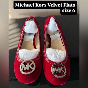 Michael Kors Kids Red Velvet Flats